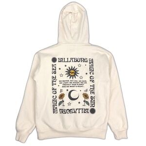 BILLABONG Magic Of The Sun Fleece Hoodie Pullover Sweatshirt Cream Womens Small